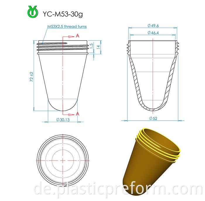 53-83 mm 30g Mega breites Mund Pet Preform Hersteller in China Pet Jar Preform